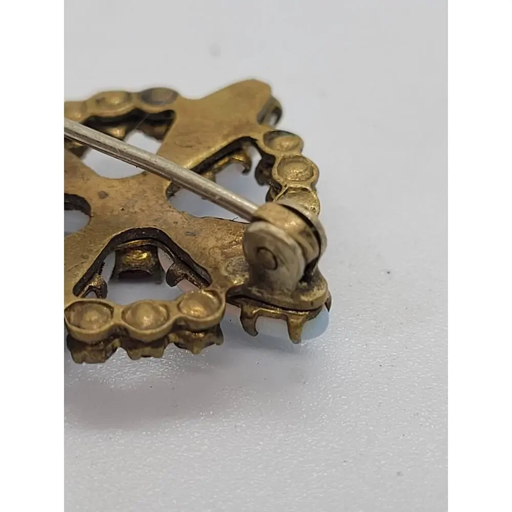 Antique Victorian 9KT Gold Opal Cross Brooch Heirloom Estate Jewelry Coquette